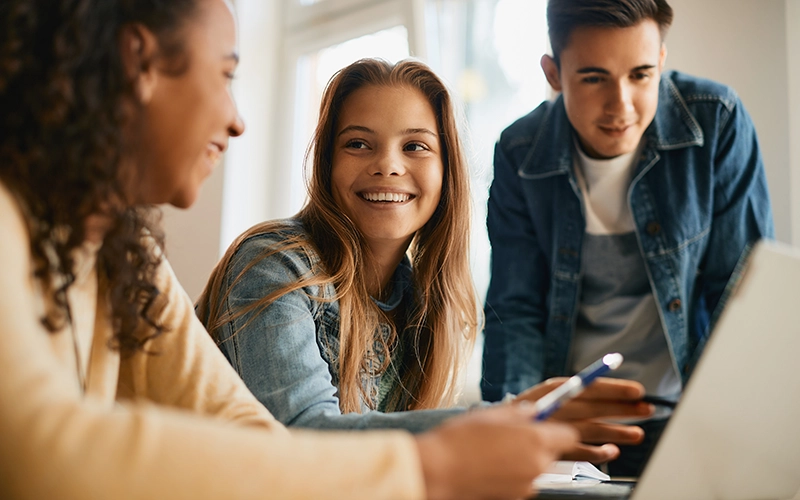 high school students talking